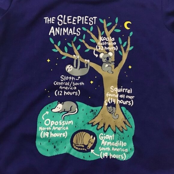 Cat & Jack Girls Blue Green Sleepy Animals Short Sleeve Pajama Set 4T NEW - Picture 7 of 7